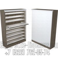 Сигаретный стеллаж девять уровней на пушерах с рулонной шторкой