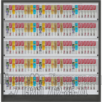 Диспенсер напольный пять уровней полок для электронных сигарет с синхронными створками в открытом состоянии вид спереди